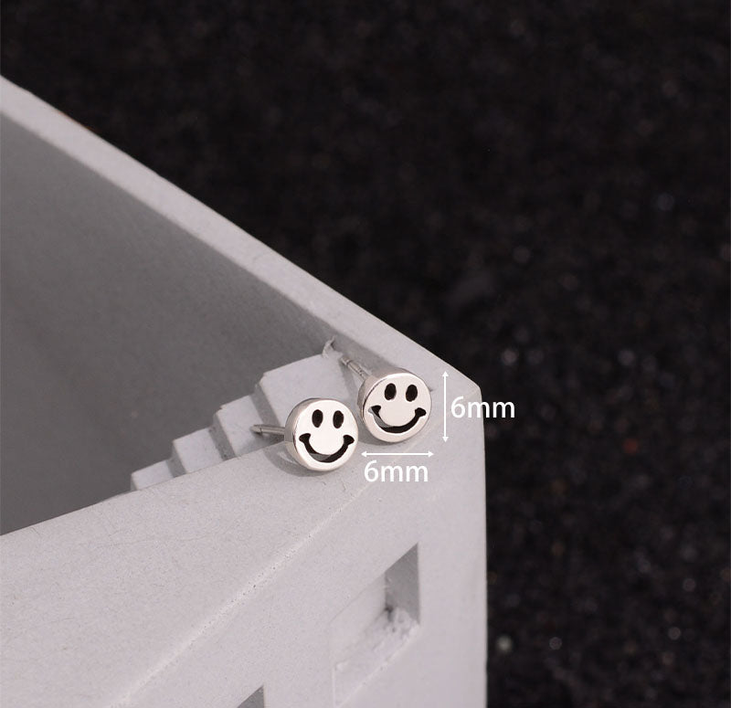 1 Pair Simple Style Smiley Face Copper Ear Studs