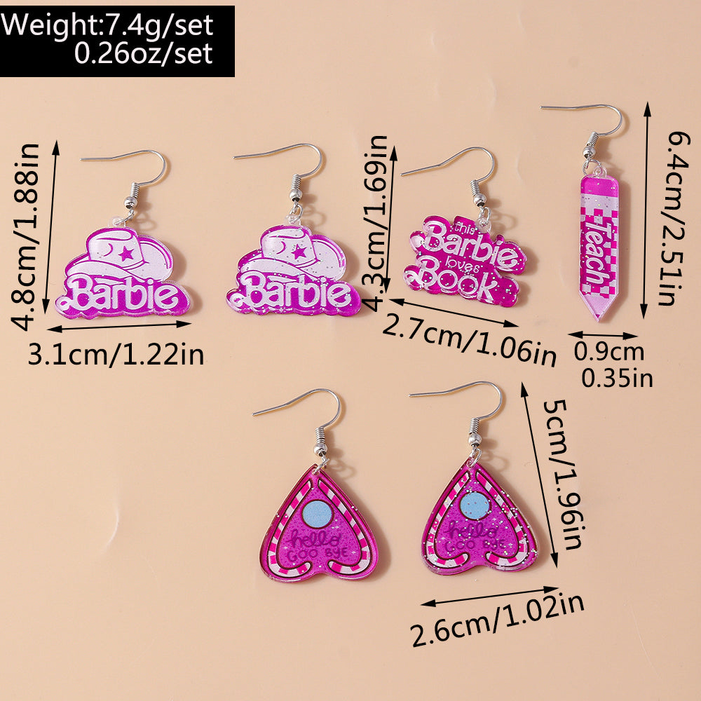 1 Set Cute Simple Style Classic Style Heart Shape Printing Zinc Alloy Drop Earrings