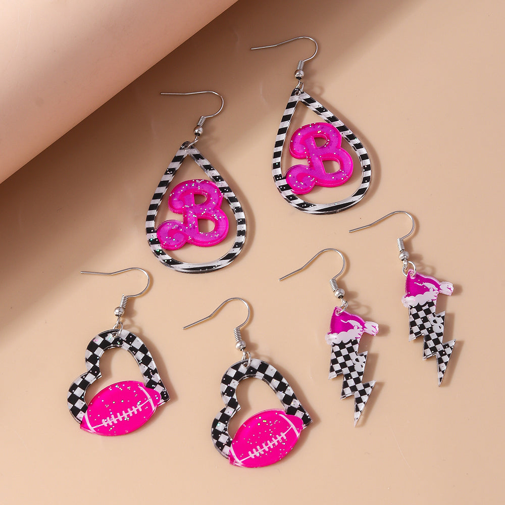 1 Set Cute Simple Style Classic Style Heart Shape Printing Zinc Alloy Drop Earrings