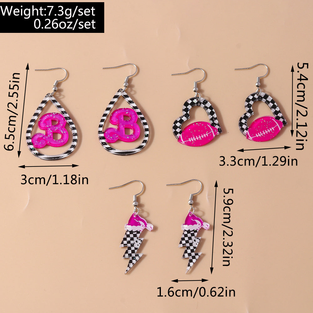 1 Set Cute Simple Style Classic Style Heart Shape Printing Zinc Alloy Drop Earrings