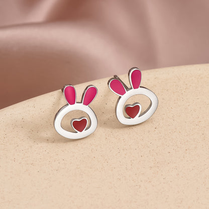 1 Pair Cute Sweet Rabbit Star Fish Bone Epoxy Inlay Stainless Steel Artificial Pearls Zircon Ear Studs