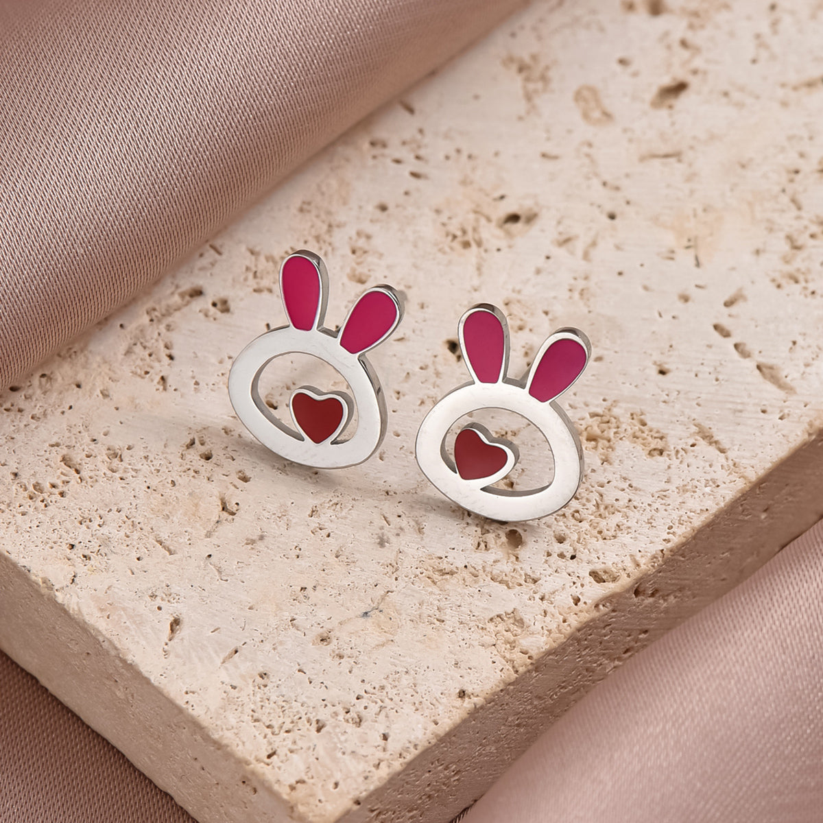 1 Pair Cute Sweet Rabbit Star Fish Bone Epoxy Inlay Stainless Steel Artificial Pearls Zircon Ear Studs