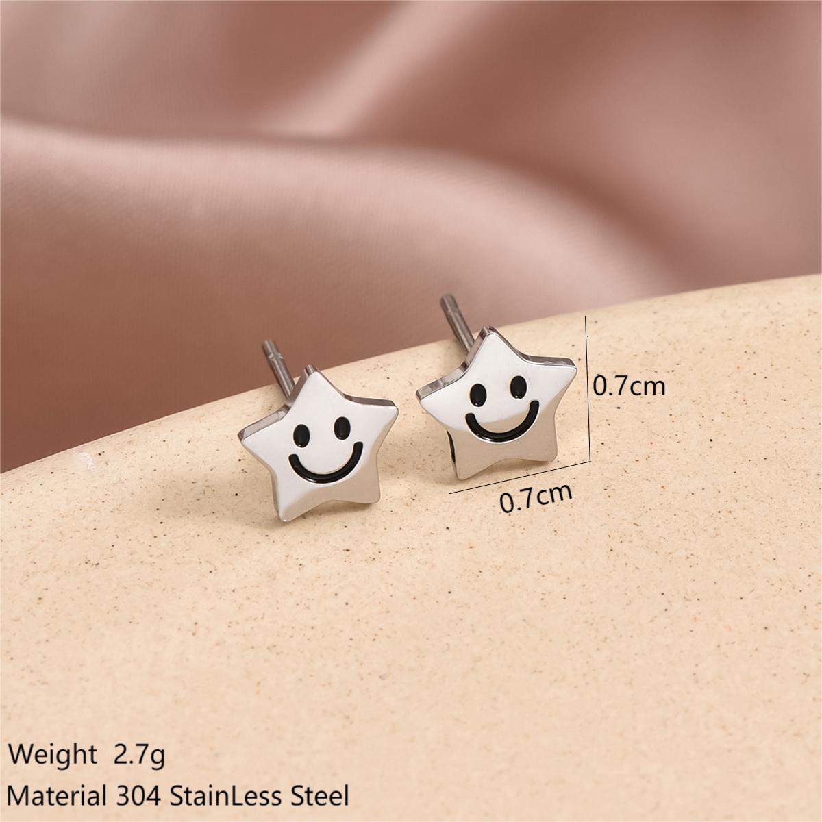 1 Pair Cute Sweet Rabbit Star Fish Bone Epoxy Inlay Stainless Steel Artificial Pearls Zircon Ear Studs