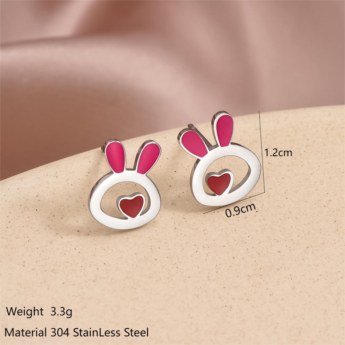 1 Pair Cute Sweet Rabbit Star Fish Bone Epoxy Inlay Stainless Steel Artificial Pearls Zircon Ear Studs