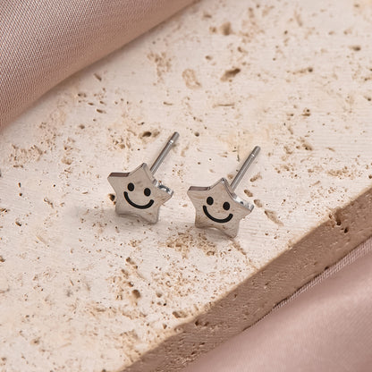 1 Pair Cute Sweet Rabbit Star Fish Bone Epoxy Inlay Stainless Steel Artificial Pearls Zircon Ear Studs