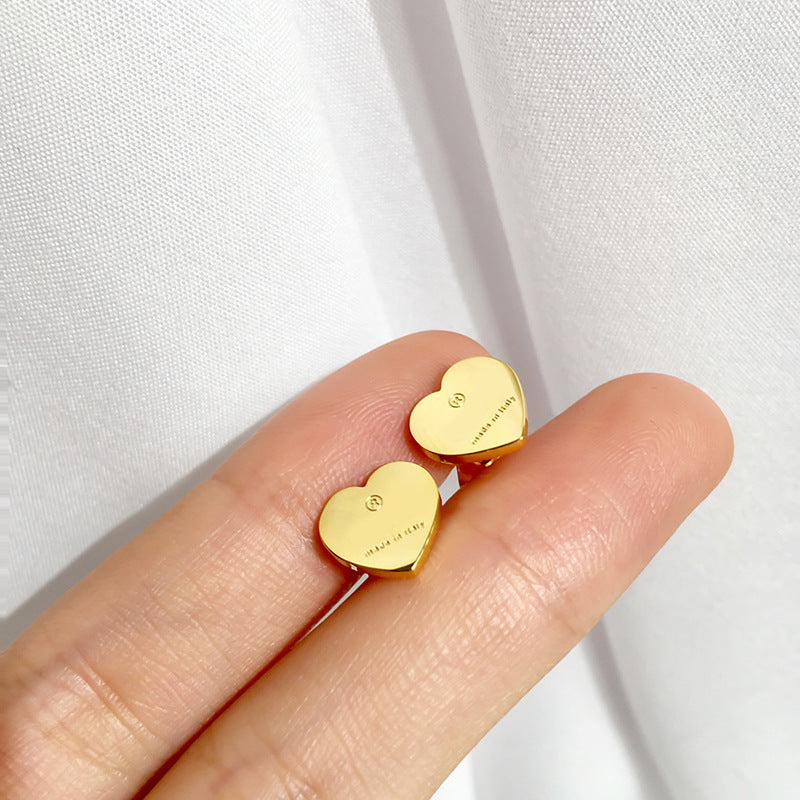 1 Pair Simple Style Heart Shape Plating Copper Ear Studs