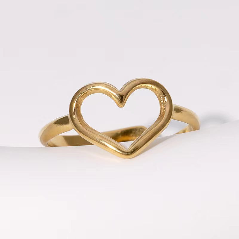 Stainless Steel Simple Style Heart Shape Smiley Face Plating Open Rings