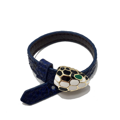 Simple Style Snake Pu Leather Alloy Enamel Women's Wristband