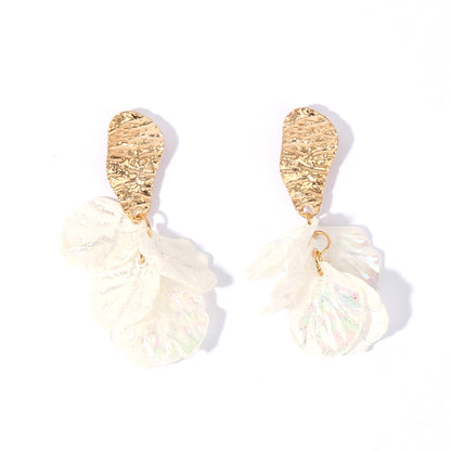 1 Pair Fairy Style Elegant Sweet Petal Arylic Alloy Gold Plated Drop Earrings