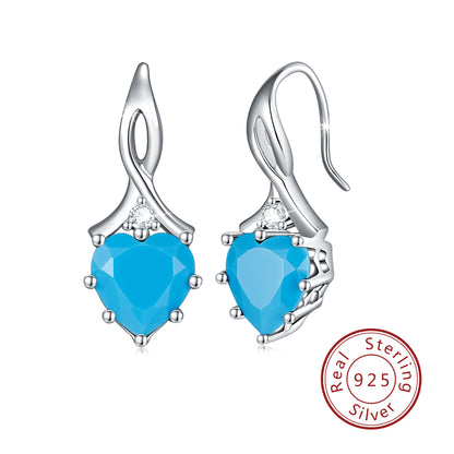 1 Pair IG Style French Style Classic Style Heart Shape Inlay Sterling Silver Birthstone Zircon Drop Earrings