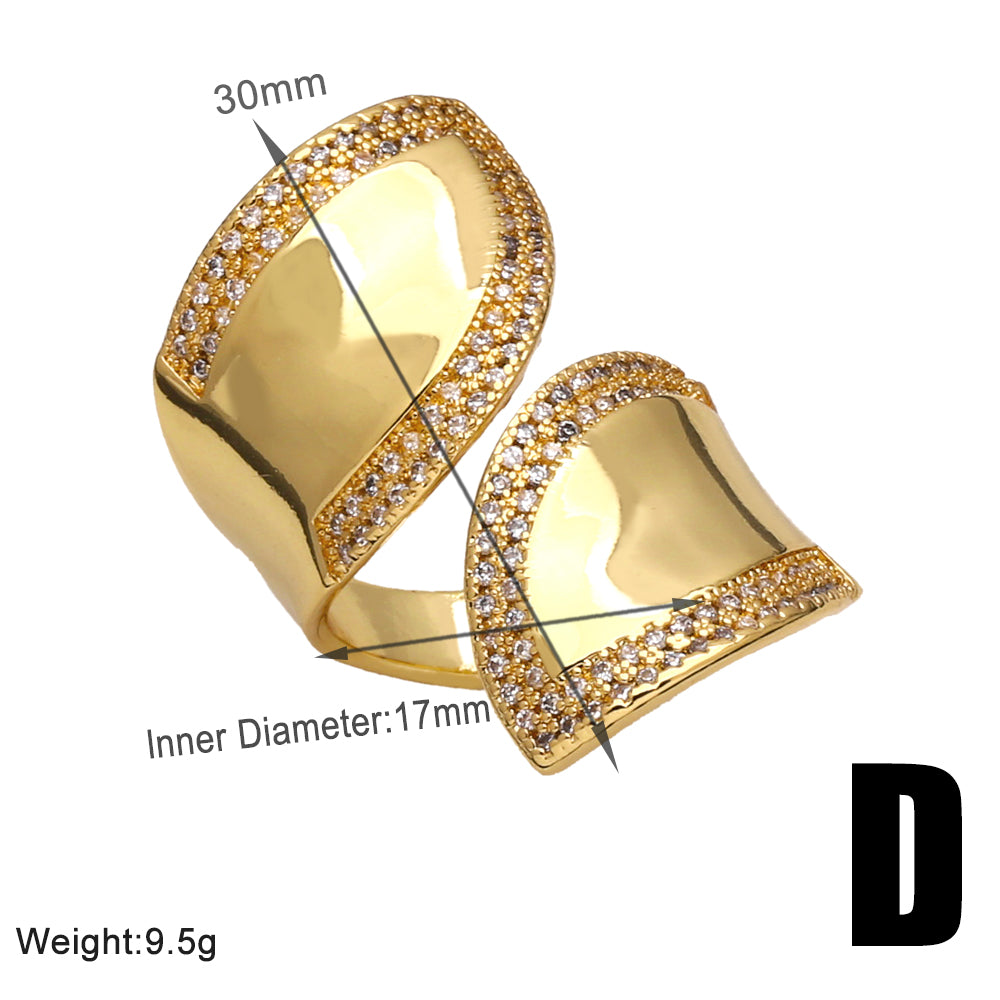 Wholesale Modern Style Simple Style Flower Copper Plating Inlay 18K Gold Plated Zircon Rings