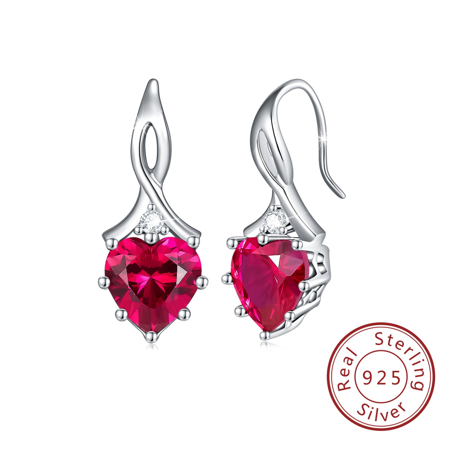 1 Pair IG Style French Style Classic Style Heart Shape Inlay Sterling Silver Birthstone Zircon Drop Earrings