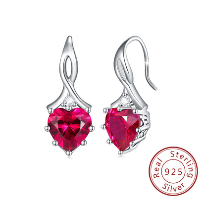 1 Pair IG Style French Style Classic Style Heart Shape Inlay Sterling Silver Birthstone Zircon Drop Earrings