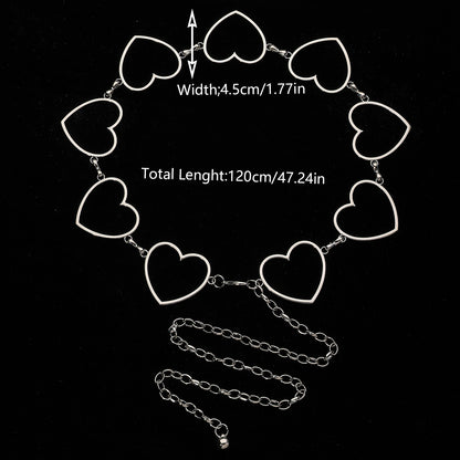 Elegant Gothic Heart Shape Zinc Alloy Inlay Rhinestones Silver Plated Women's Waist Chain