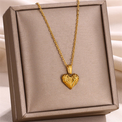 304 Stainless Steel 18K Gold Plated Simple Style Plating Heart Shape Shell Pendant Necklace