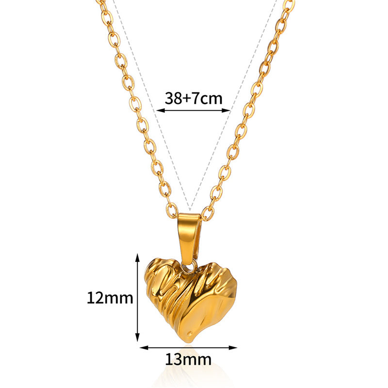 304 Stainless Steel 18K Gold Plated Simple Style Plating Heart Shape Shell Pendant Necklace