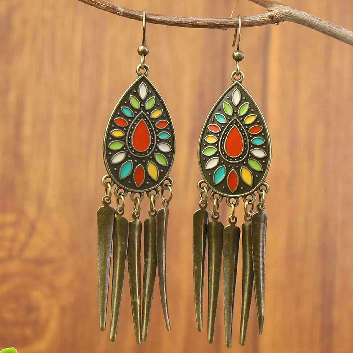 1 Pair Ethnic Style Geometric Tassel Zinc Alloy Drop Earrings