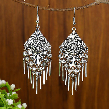 1 Pair Ethnic Style Geometric Tassel Zinc Alloy Drop Earrings