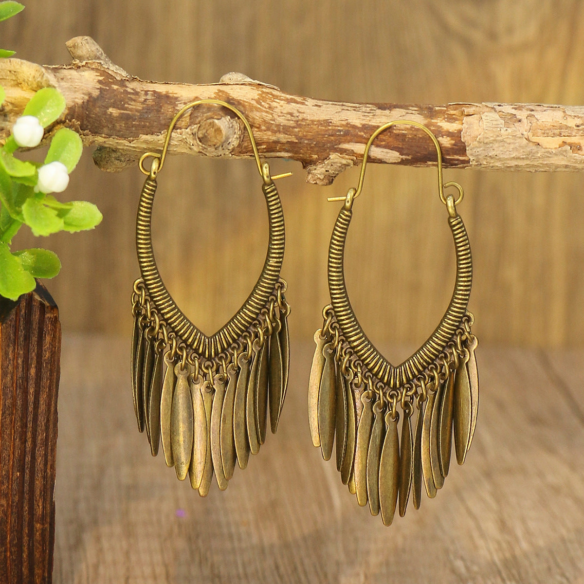 1 Pair Ethnic Style Geometric Tassel Zinc Alloy Drop Earrings