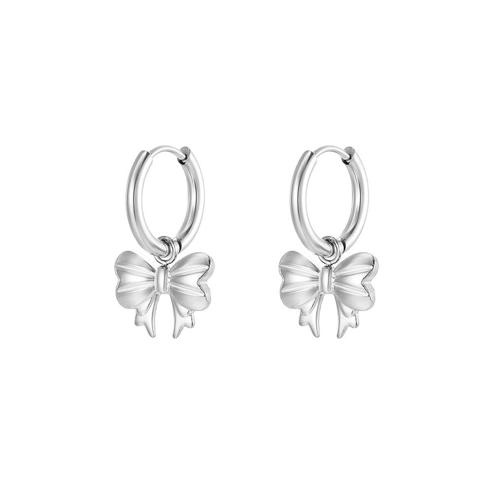 1 Pair Elegant Lady Bow Knot Plating Stainless Steel 18k Gold Plated Drop Earrings