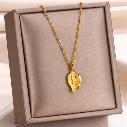 304 Stainless Steel 18K Gold Plated Simple Style Classic Style Asymmetrical Plating Solid Color Pendant Necklace