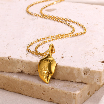 304 Stainless Steel 18K Gold Plated Simple Style Classic Style Asymmetrical Plating Solid Color Pendant Necklace