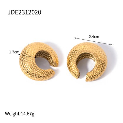 1 Pair IG Style Modern Style Fish Scales 316 Stainless Steel  18K Gold Plated Ear Cuffs