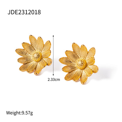 1 Pair Modern Style Classic Style Flower 316 Stainless Steel  18K Gold Plated Ear Studs