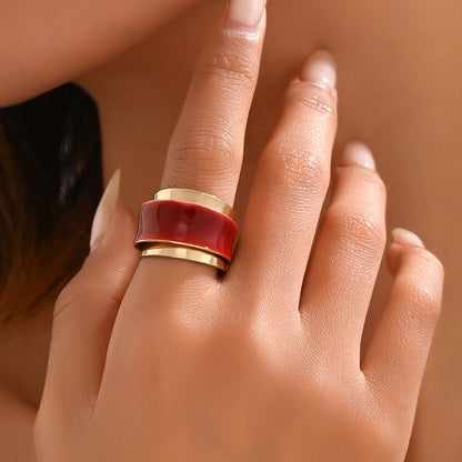 Wholesale Elegant Simple Style Geometric Copper Drip Glazed Open Rings