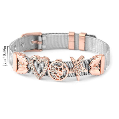 304 Stainless Steel Casual Modern Style Inlay Letter Rhinestones Wristband Bangle