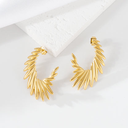 1 Pair Exaggerated Oversized Angel Wings Plating 304 Stainless Steel 18K Gold Plated Ear Studs