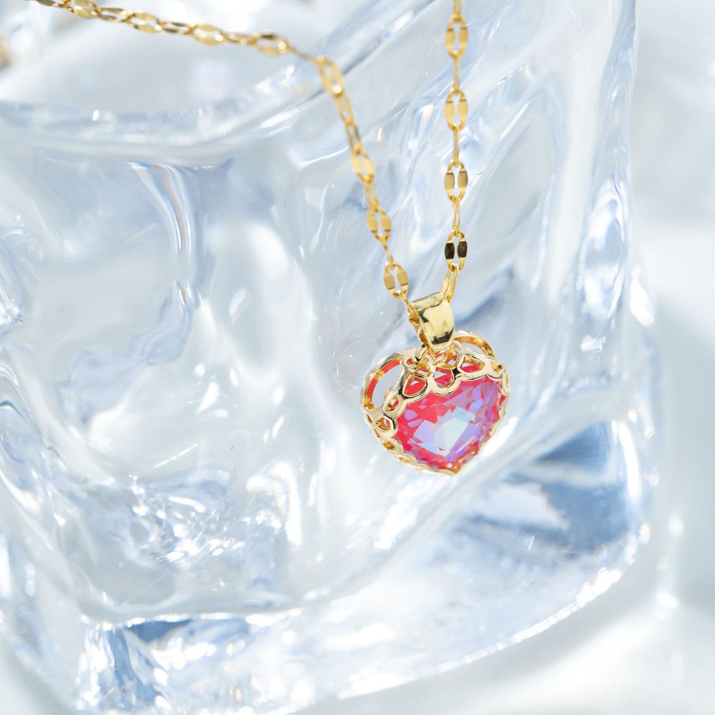 Copper Elegant Streetwear Inlay Heart Shape Zircon Pendant Necklace