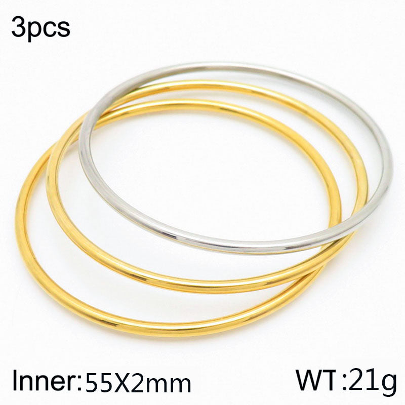 304 Stainless Steel 18K Gold Plated Simple Style Round Solid Color Bangle