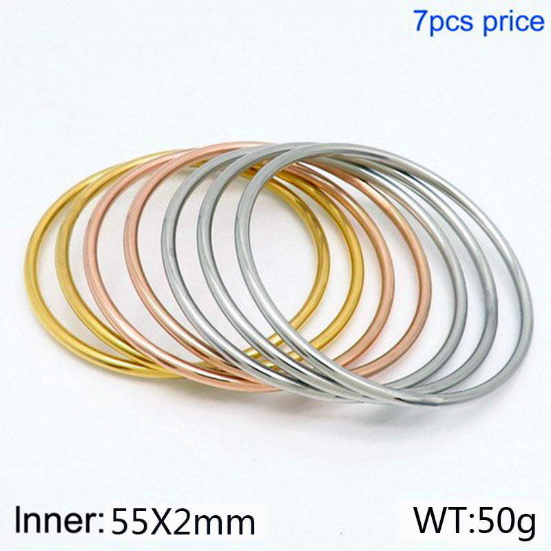 304 Stainless Steel 18K Gold Plated Simple Style Round Solid Color Bangle