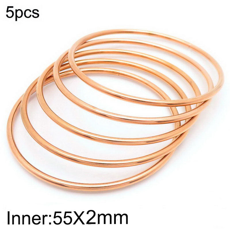 304 Stainless Steel 18K Gold Plated Simple Style Round Solid Color Bangle