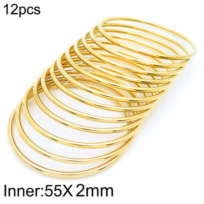 304 Stainless Steel 18K Gold Plated Simple Style Round Solid Color Bangle