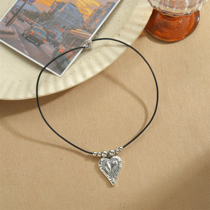 Vintage Style Simple Style Geometric Heart Shape CCB Alloy Rope Plating Women's Pendant Necklace