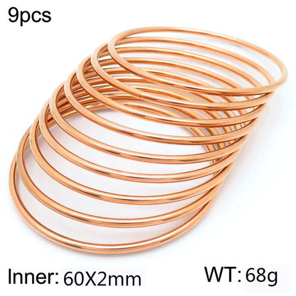 304 Stainless Steel 18K Gold Plated Simple Style Round Solid Color Bangle