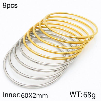 304 Stainless Steel 18K Gold Plated Simple Style Round Solid Color Bangle