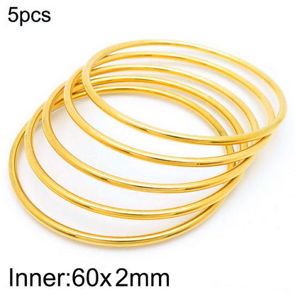 304 Stainless Steel 18K Gold Plated Simple Style Round Solid Color Bangle