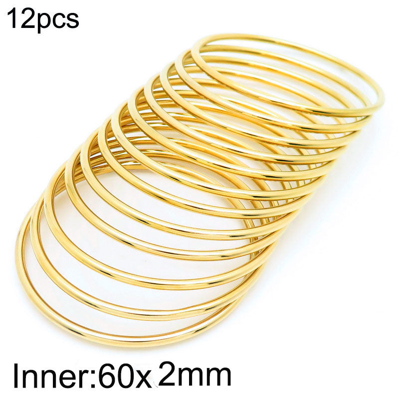 304 Stainless Steel 18K Gold Plated Simple Style Round Solid Color Bangle