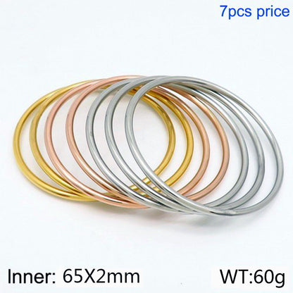 304 Stainless Steel 18K Gold Plated Simple Style Round Solid Color Bangle