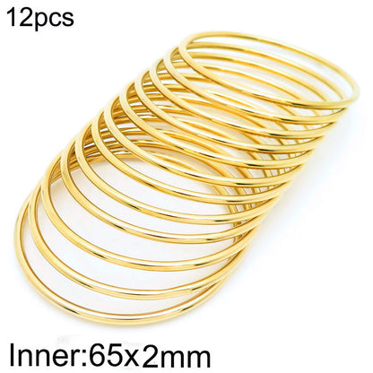 304 Stainless Steel 18K Gold Plated Simple Style Round Solid Color Bangle