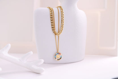 Titanium Steel Elegant Simple Style Enamel Plating Round Bracelets Necklace