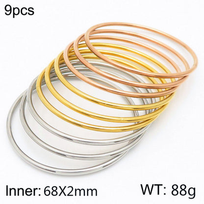 304 Stainless Steel 18K Gold Plated Simple Style Round Solid Color Bangle