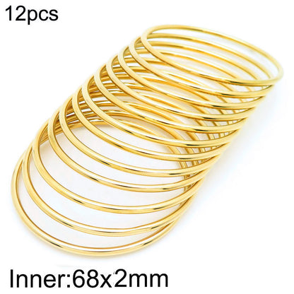 304 Stainless Steel 18K Gold Plated Simple Style Round Solid Color Bangle