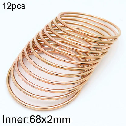 304 Stainless Steel 18K Gold Plated Simple Style Round Solid Color Bangle