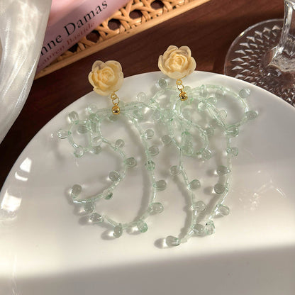 1 Pair Vacation Classic Style Korean Style Flower Beaded Plastic Drop Earrings