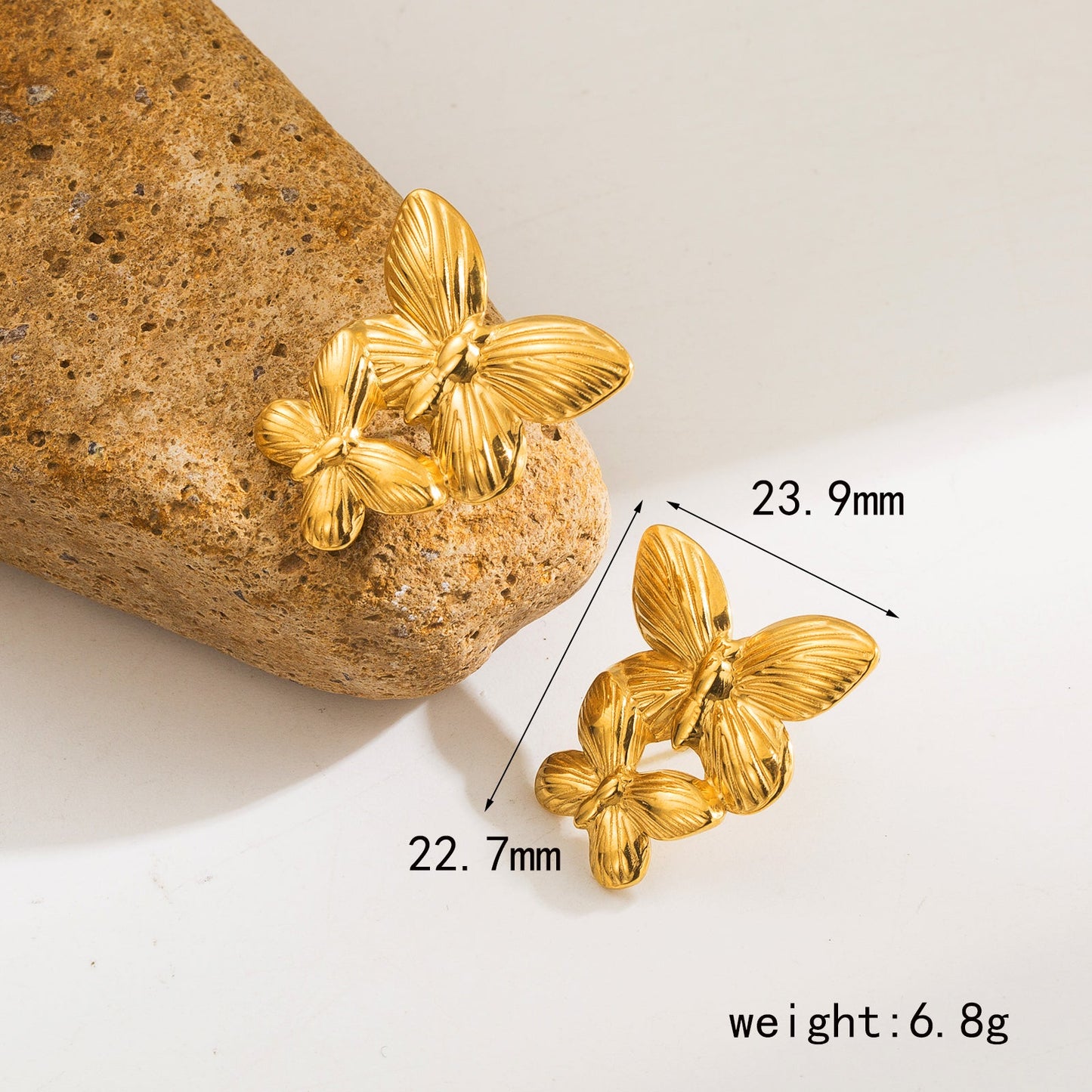 1 Pair Casual Cute Butterfly Plating 304 Stainless Steel 18K Gold Plated Ear Studs