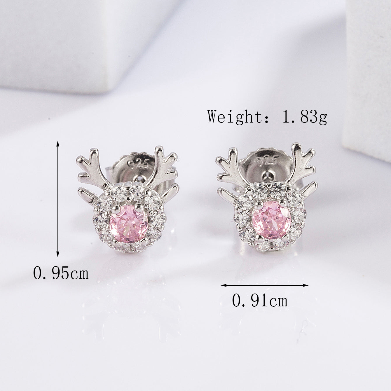 1 Piece Elegant Lady Pentagon Water Droplets Antlers Plating Inlay Sterling Silver Zircon White Gold Plated Ear Studs